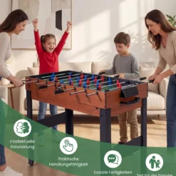 15 in 1 Spieltisch Set Tischspiel Multifunktional mit Tischfußball Hockey Billard Tischtennis Natur+Schwarz
