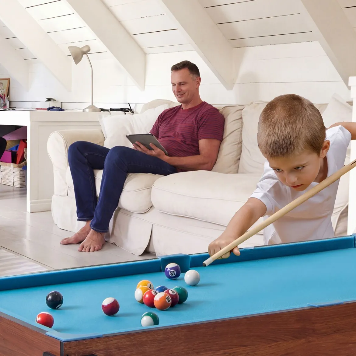 15 in 1 Spieltisch Set Tischspiel Multifunktional mit Tischfußball Hockey Billard Tischtennis Natur+Schwarz