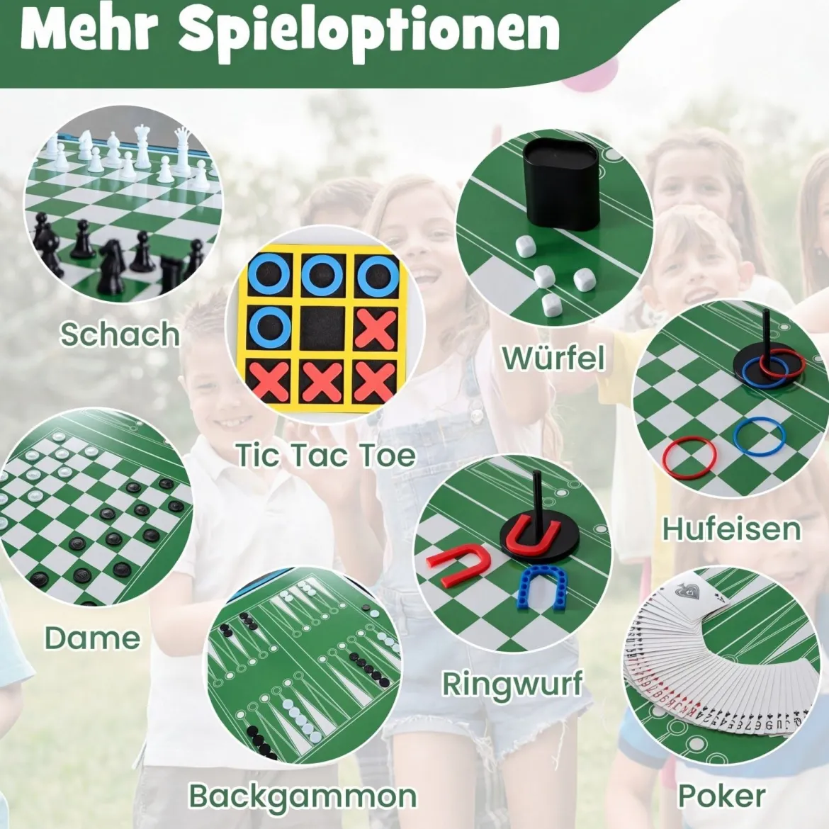 15 in 1 Spieltisch Set Tischspiel Multifunktional mit Tischfußball Hockey Billard Tischtennis Natur+Schwarz