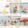 7 in 1 Spielwürfel mit Motorikschleife & Steckspiel Holz Motorikwürfel Activity Würfel mit Stauraum