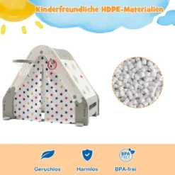 6 in 1 Spielzelt & Kletterdreieck & Kindertafel & Basketballkorb 119 x 107 x 98 cm