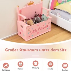 2 in 1 Spielzeugtruhe & Sitzbank für Kinder Aufbewahrungsruhe mit Sicherheitsscharnier