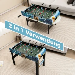 2 in 1 Tischkicker mit 14 Kicker & 2 Bällen & Punktezähler & Abnehmbaren Beinen Tischfußball