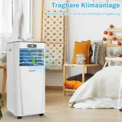 4 in 1 Tragbares Klimagerät 7000 BTU Kühlen & Ventilieren & Entfeuchten 16 ℃~32 ℃ Weiß