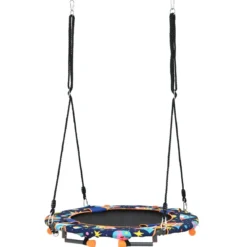 2-in-1 Trampolin & Schaukel klappbar faltbar mit 1,5 m Seilen klappbar faltbar 92 x 92 x 70 cm