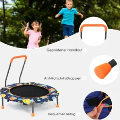 2-in-1 Trampolin & Schaukel klappbar faltbar mit 1,5 m Seilen klappbar faltbar 92 x 92 x 70 cm