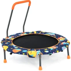 2-in-1 Trampolin & Schaukel klappbar faltbar mit 1,5 m Seilen klappbar faltbar 92 x 92 x 70 cm