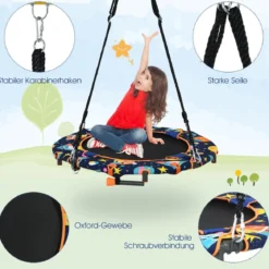 2-in-1 Trampolin & Schaukel klappbar faltbar mit 1,5 m Seilen klappbar faltbar 92 x 92 x 70 cm
