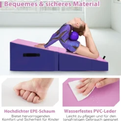 2 in 1 Turnmatte mit Tragegriff Schräge Gymnastikmatte Keilförmige Fitnessmatte