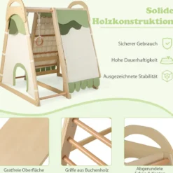 6 in 1 Turnringen & Kletterfelsen & Kletternetz & Leiter & Pull Up Bar & Spielzelt Klettergerüst Natur