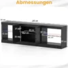 3 in 1 TV-Schrank für Fernseher bis zu 85 Zoll Lowboard mit LED Beleuchtung & Verstellbaren Glasregalen Schwarz