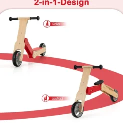 2 in 1 Umwandelbarer Kinderroller Laufrad mit Rutschfestem Lenker & Abnehmbarem Sitz