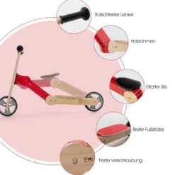 2 in 1 Umwandelbarer Kinderroller Laufrad mit Rutschfestem Lenker & Abnehmbarem Sitz