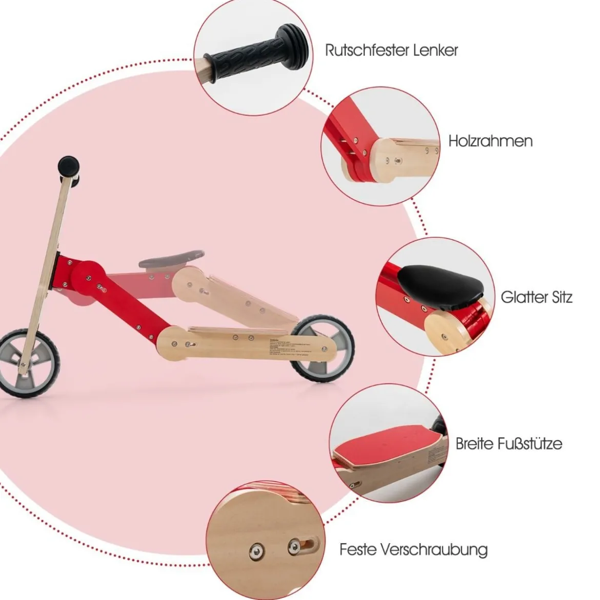 2 in 1 Umwandelbarer Kinderroller Laufrad mit Rutschfestem Lenker & Abnehmbarem Sitz