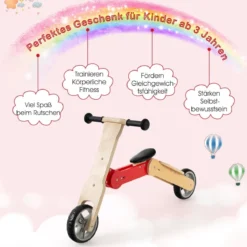 2 in 1 Umwandelbarer Kinderroller Laufrad mit Rutschfestem Lenker & Abnehmbarem Sitz