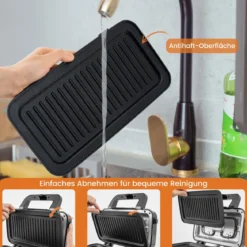 3-in-1 Waffeleisen & Panini-Presse & Sandwichtoaster Tragbarer Elektrischer Sandwichmaker