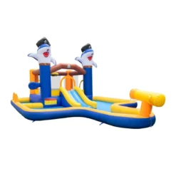 7-in-1 Wasserrutschenpark aufblasbares Hüpfhaus mit Spritzpool 578 x 408 x 250 cm