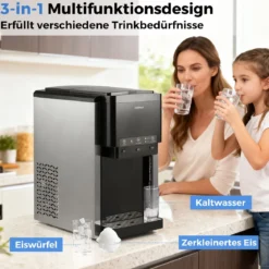 3 in 1 Wasserspender mit Eiswürfelmaschine Eiswürfelbereiter mit Zerstoßenem Eis Eisbereiter
