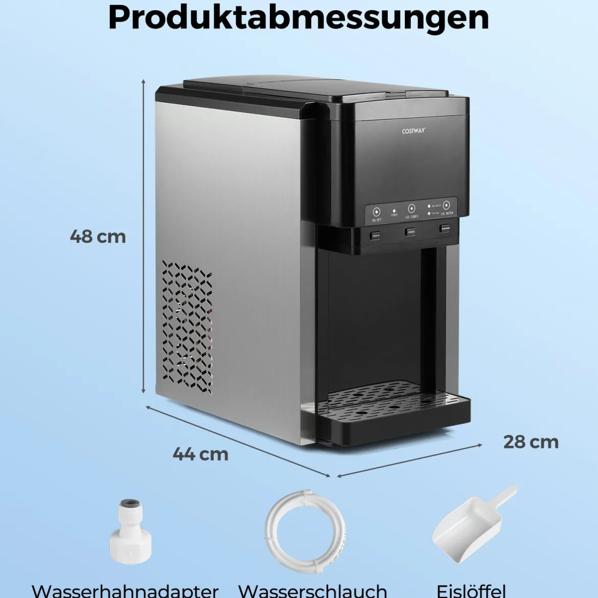 3 in 1 Wasserspender mit Eiswürfelmaschine Eiswürfelbereiter mit Zerstoßenem Eis Eisbereiter