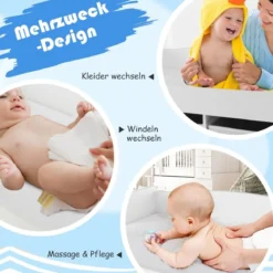 2 in 1 Wickelkommode mit Wickelauflage & 2 Schubladen &Aufbewahrungsbehälter Weiß