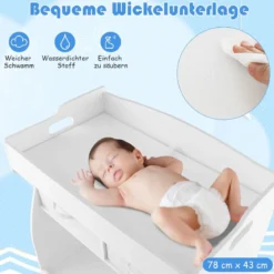 2 in 1 Wickelkommode mit Wickelauflage & 2 Schubladen &Aufbewahrungsbehälter Weiß