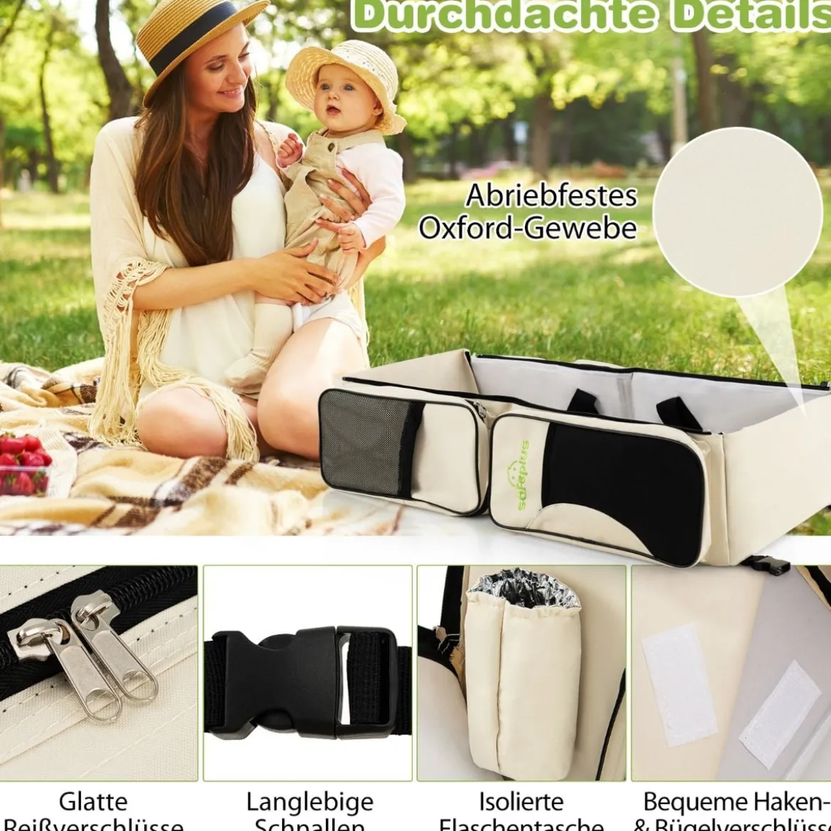 3-in-1-Wickeltasche Tragbare Baby-Reisetasche mit Wickelunterlage 85 x 38 x 18 cm