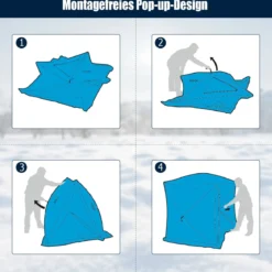 Isoliertes Pop-up-Eisangelzelt mit Gepolsterten Baumwollwänden Fenstern Eisschutzzelt Blau