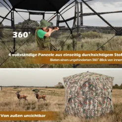 Jagdversteck für 2–3 Personen 360° durchsichtiges Jägerzelt für die Hirsch- und Wildschweinjagd