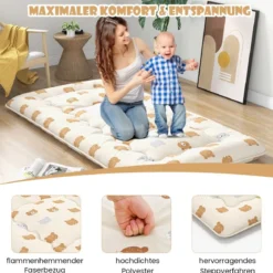 Japanische Futon Matratze mit Waschbarem Bezug & Tragetasche Tatami-Matte 90/140 x 200 cm