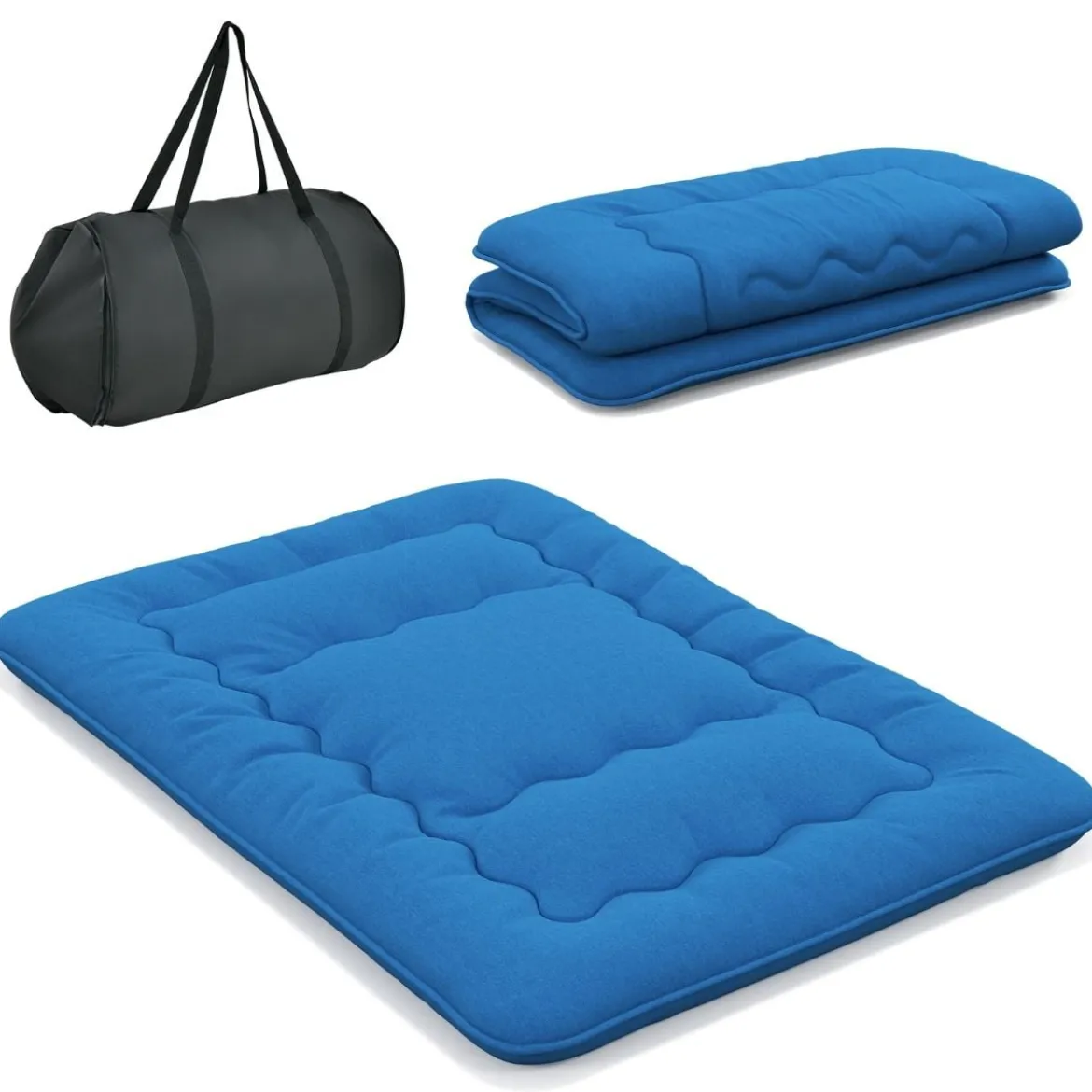 Japanische Futon Matratze mit Waschbarem Bezug & Tragetasche Tatami-Matte 90/140 x 200 cm