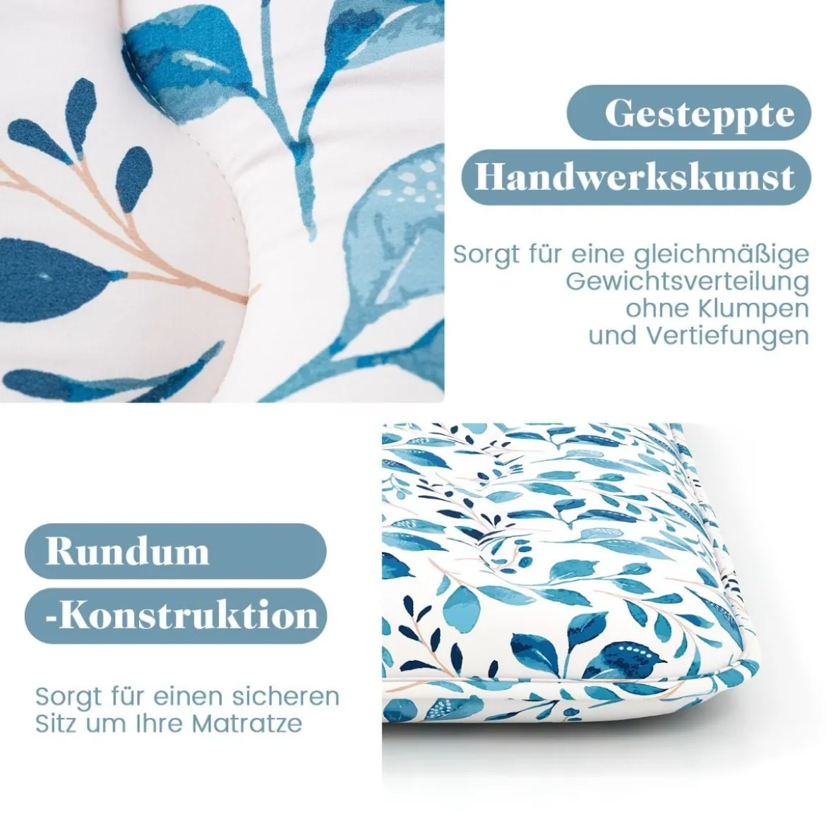 Japanische Futon Matratze mit Waschbarem Bezug & Tragetasche Tatami-Matte 90/140 x 200 cm