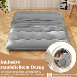 Japanische Futon Matratze mit Waschbarem Bezug & Tragetasche Tatami-Matte 90/140 x 200 cm