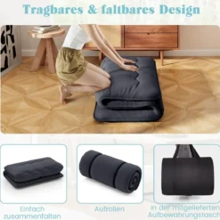 Japanische Futon Matratze mit Waschbarem Bezug & Tragetasche Tatami-Matte 90/140 x 200 cm