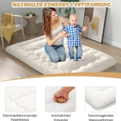 Japanische Futon Matratze mit Waschbarem Bezug & Tragetasche Tatami-Matte 90/140 x 200 cm