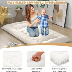 Japanische Futon Matratze mit Waschbarem Bezug & Tragetasche Tatami-Matte 90/140 x 200 cm