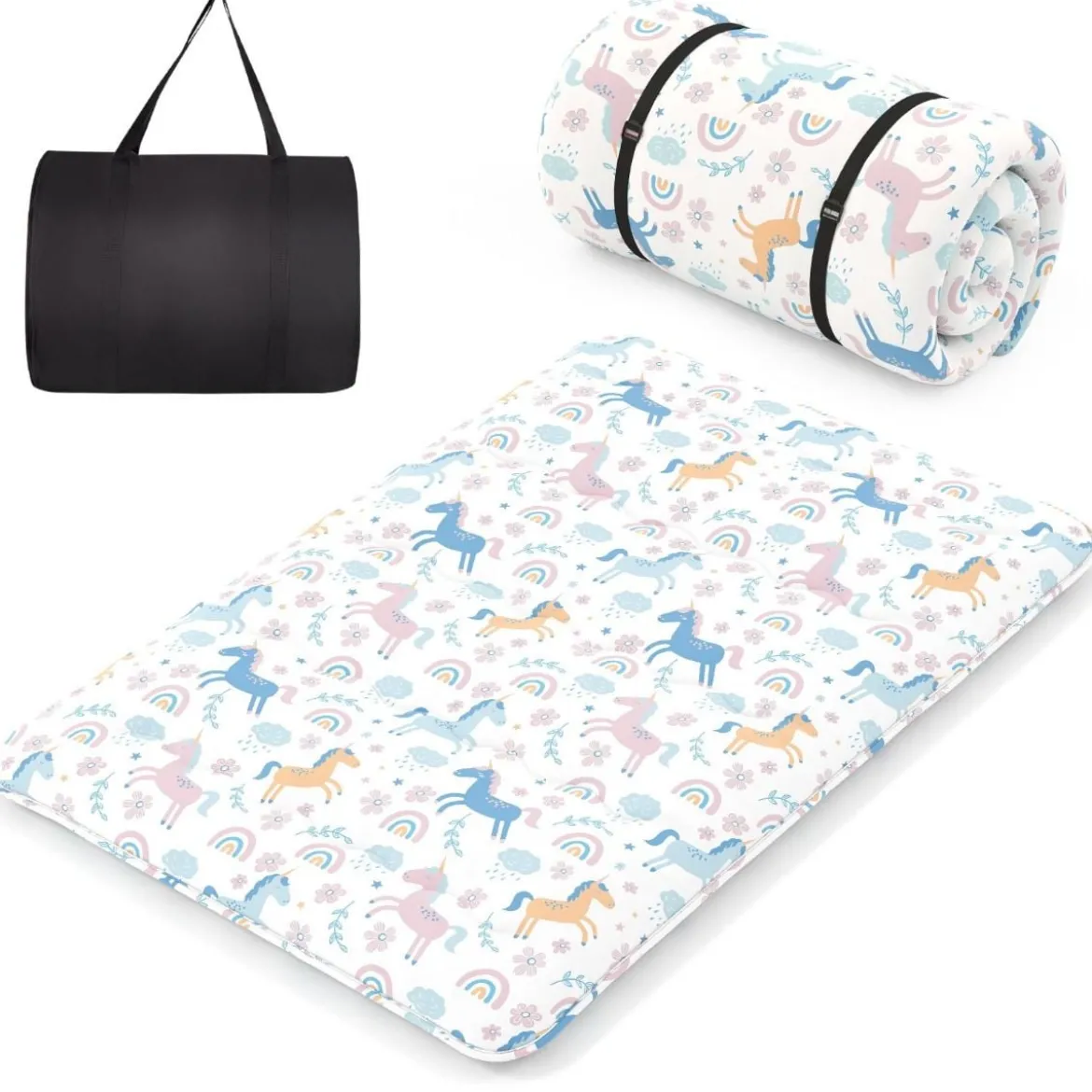 Japanische Futon Matratze mit Waschbarem Bezug & Tragetasche Tatami-Matte 90/140 x 200 cm
