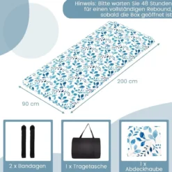 Japanische Futon Matratze mit Waschbarem Bezug & Tragetasche Tatami-Matte 90/140 x 200 cm
