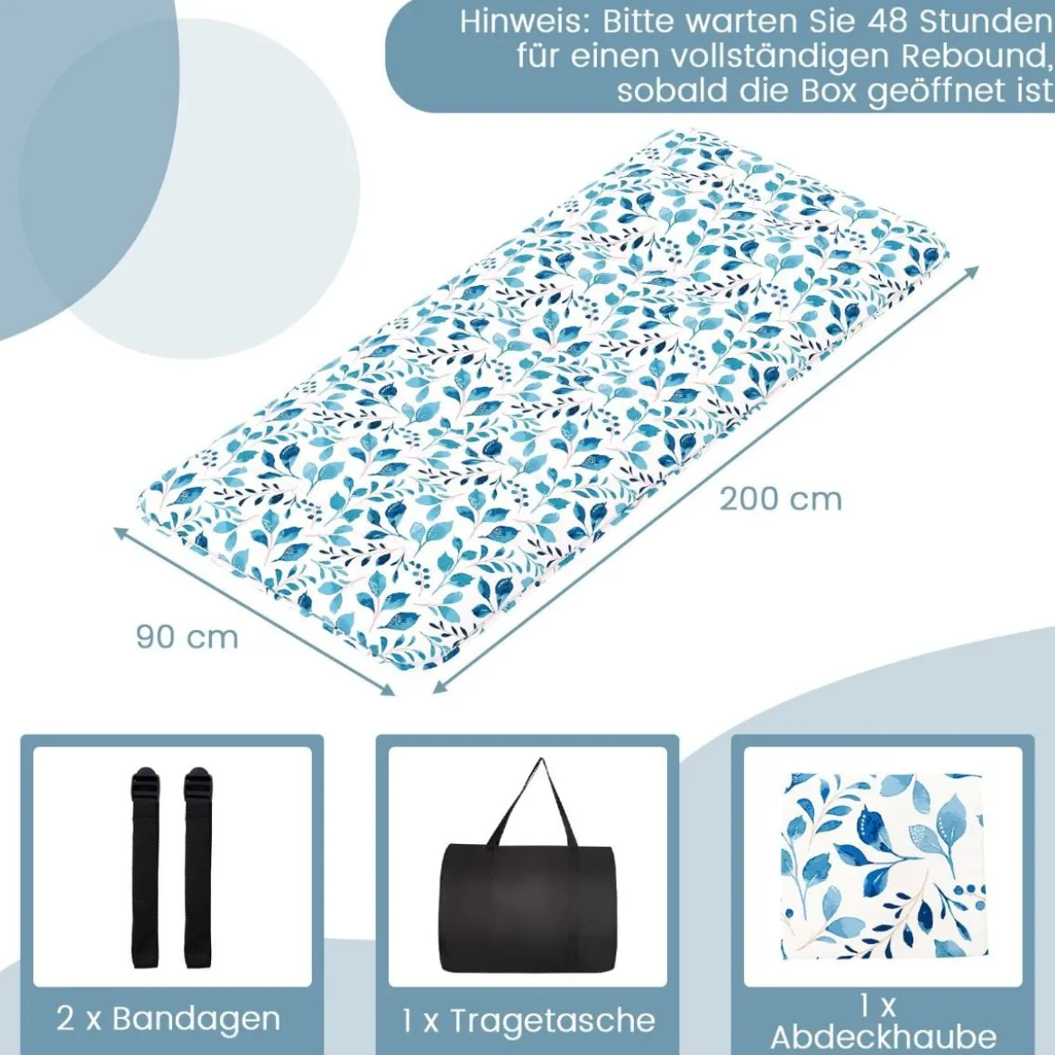 Japanische Futon Matratze mit Waschbarem Bezug & Tragetasche Tatami-Matte 90/140 x 200 cm