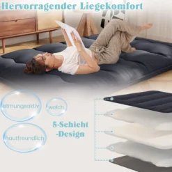 Japanische Futon Matratze mit Waschbarem Bezug & Tragetasche Tatami-Matte 90/140 x 200 cm