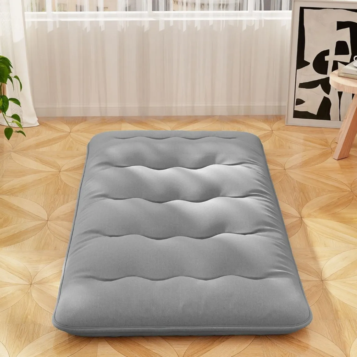 Japanische Futon Matratze mit Waschbarem Bezug & Tragetasche Tatami-Matte 90/140 x 200 cm