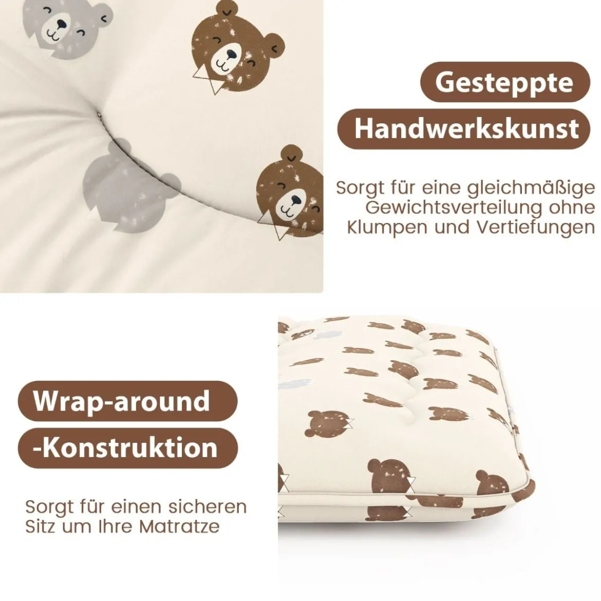 Japanische Futon Matratze mit Waschbarem Bezug & Tragetasche Tatami-Matte 90/140 x 200 cm