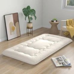 Japanische Futon Matratze mit Waschbarem Bezug & Tragetasche Tatami-Matte 90/140 x 200 cm