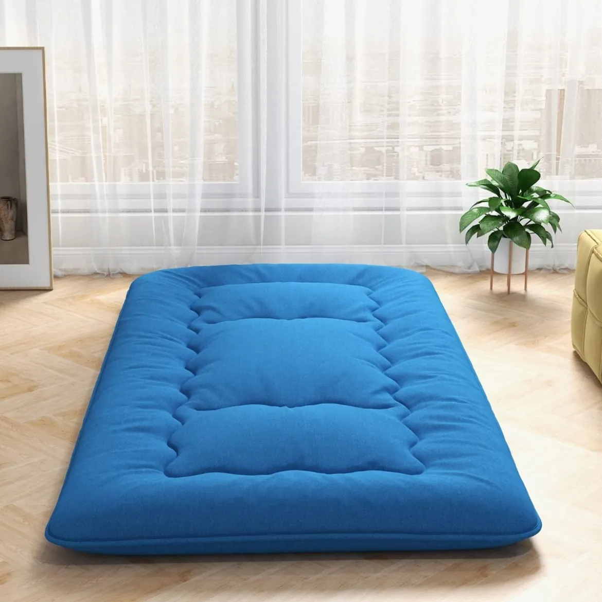 Japanische Futon Matratze mit Waschbarem Bezug & Tragetasche Tatami-Matte 90/140 x 200 cm