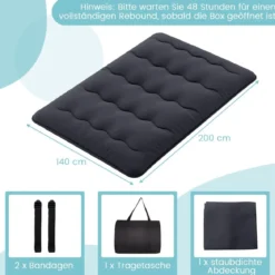 Japanische Futon Matratze mit Waschbarem Bezug & Tragetasche Tatami-Matte 90/140 x 200 cm