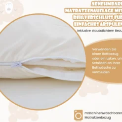 Japanische Futon Matratze mit Waschbarem Bezug & Tragetasche Tatami-Matte 90/140 x 200 cm