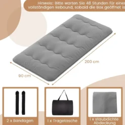 Japanische Futon Matratze mit Waschbarem Bezug & Tragetasche Tatami-Matte 90/140 x 200 cm