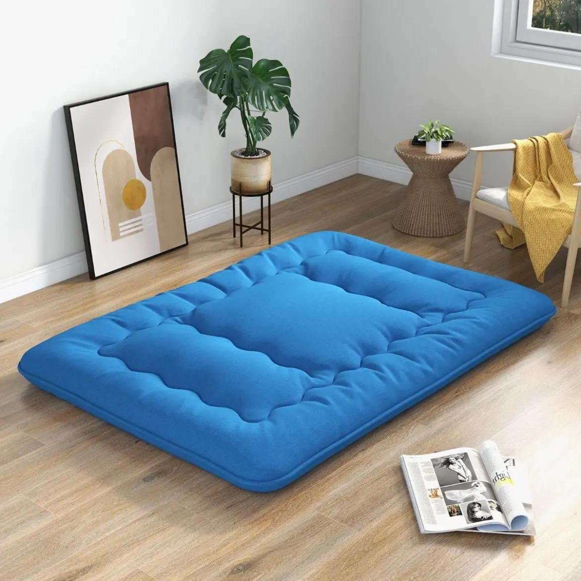 Japanische Futon Matratze mit Waschbarem Bezug & Tragetasche Tatami-Matte 90/140 x 200 cm