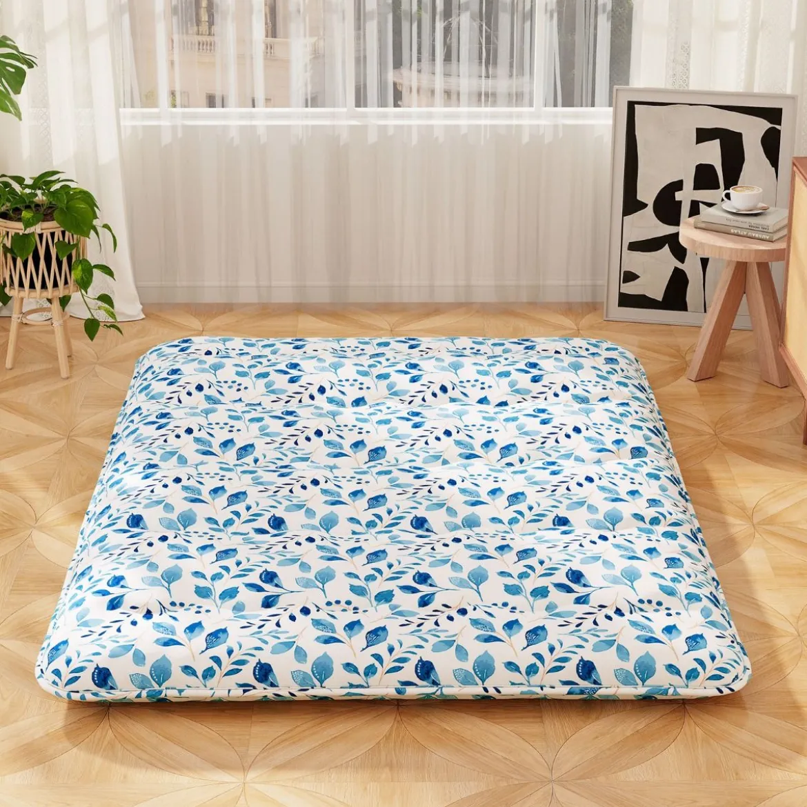 Japanische Futon Matratze mit Waschbarem Bezug & Tragetasche Tatami-Matte 90/140 x 200 cm