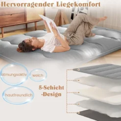 Japanische Futon Matratze mit Waschbarem Bezug & Tragetasche Tatami-Matte 90/140 x 200 cm