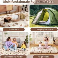 Japanische Futon Matratze mit Waschbarem Bezug & Tragetasche Tatami-Matte 90/140 x 200 cm